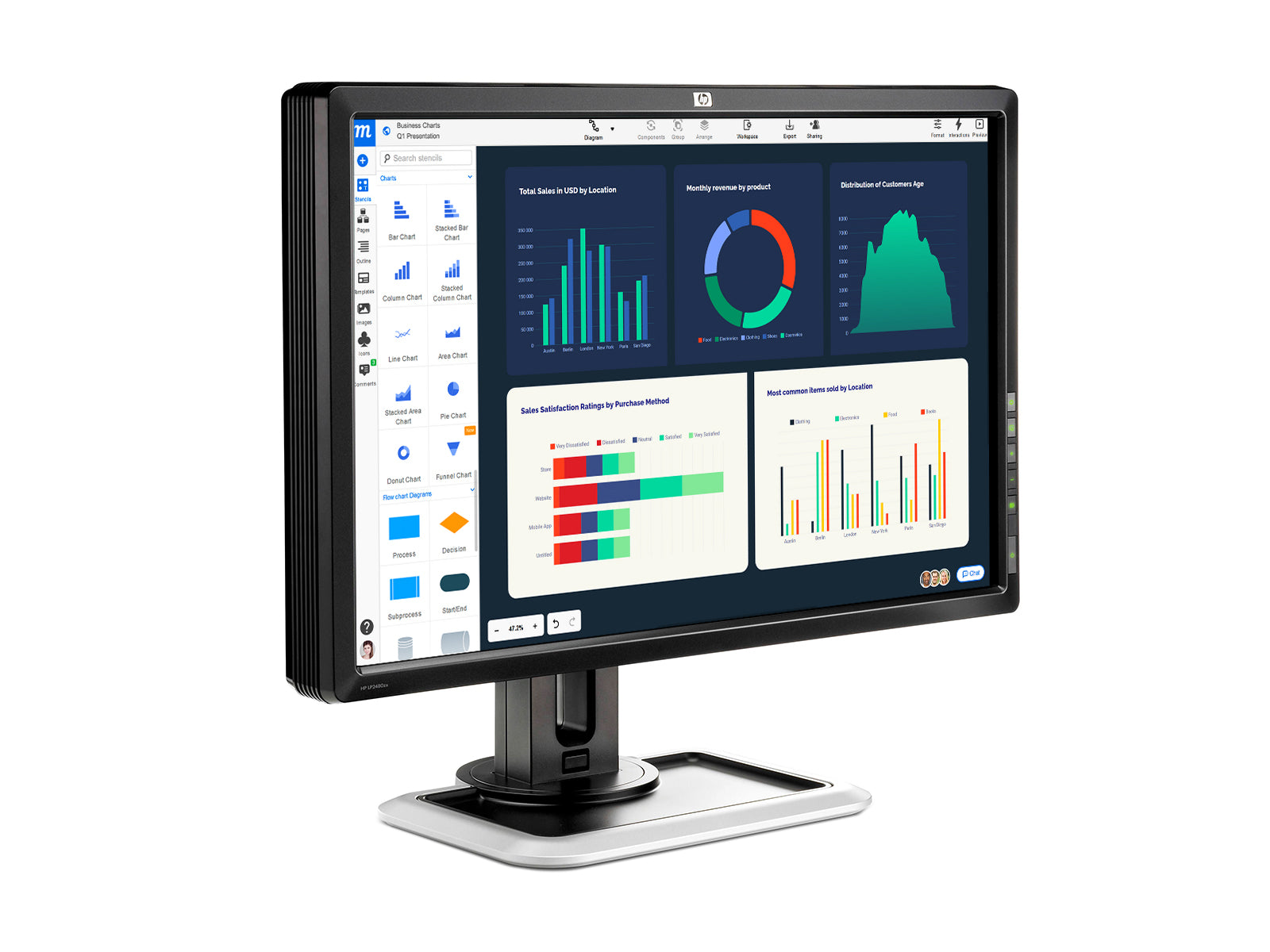 HP DreamColor LP2480zx 24" WUXGA 1920 x 1200 LED Display Monitor (GV546A4#ABA) Monitors.com 